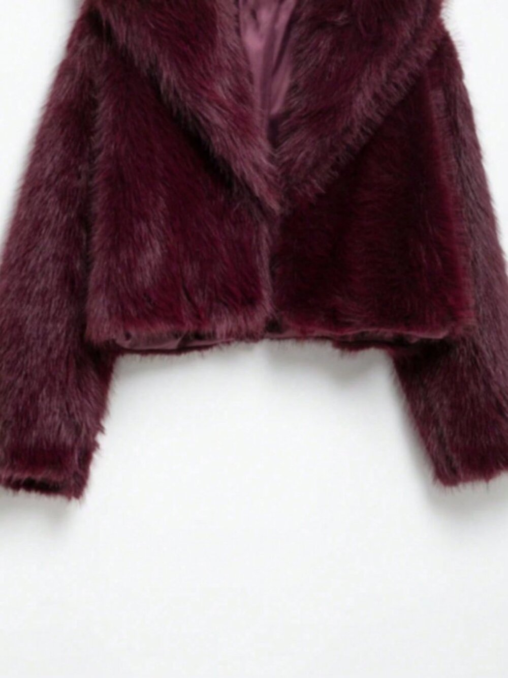 Burgundy Casual Women's Faux Fur Collar Short teddy coat Jacket - Picture 11 of 11
